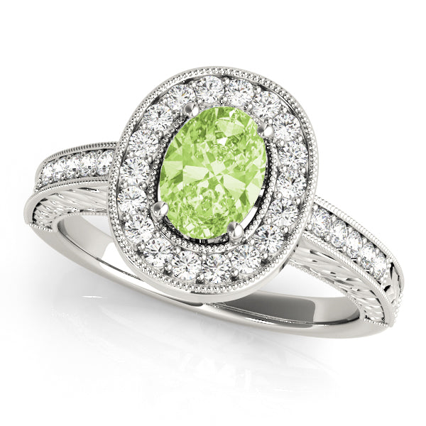 Sophisticated Halo Oval Diamond Engagement Ring — 9K/18K Gold & Platinum