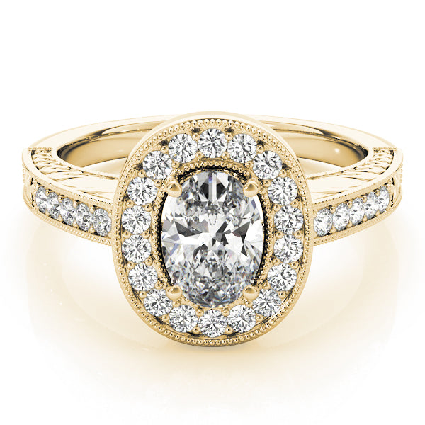 Sophisticated Halo Oval Diamond Engagement Ring — 9K/18K Gold & Platinum