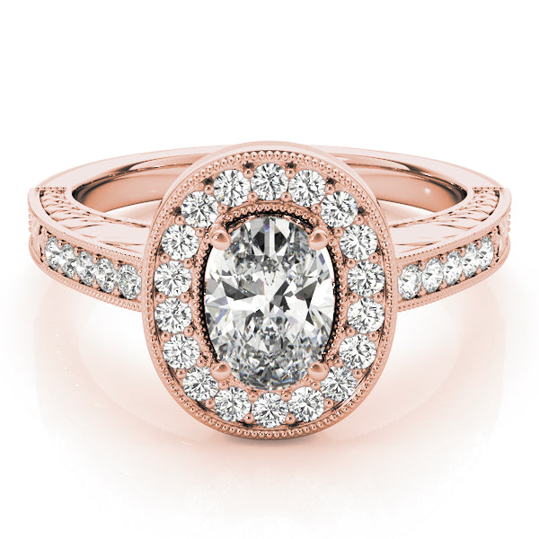 Sophisticated Halo Oval Diamond Engagement Ring — 9K/18K Gold & Platinum