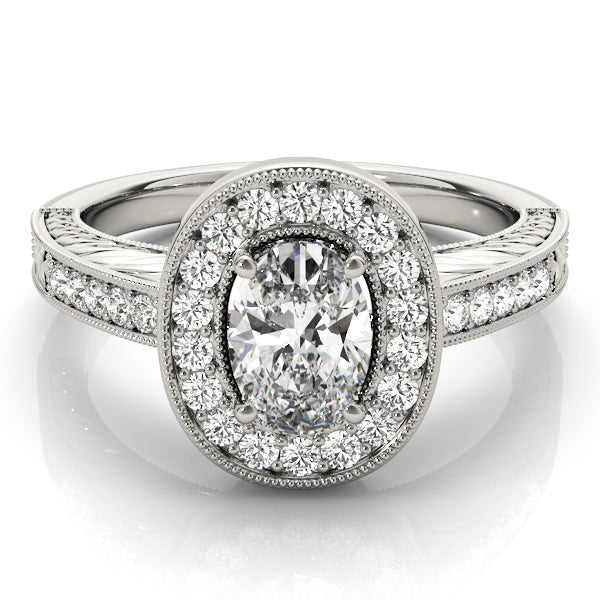 Sophisticated Halo Oval Diamond Engagement Ring — 9K/18K Gold & Platinum