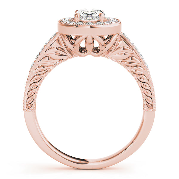 Sophisticated Halo Oval Diamond Engagement Ring — 9K/18K Gold & Platinum