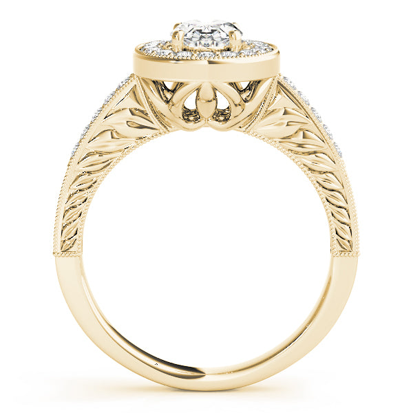 Sophisticated Halo Oval Diamond Engagement Ring — 9K/18K Gold & Platinum