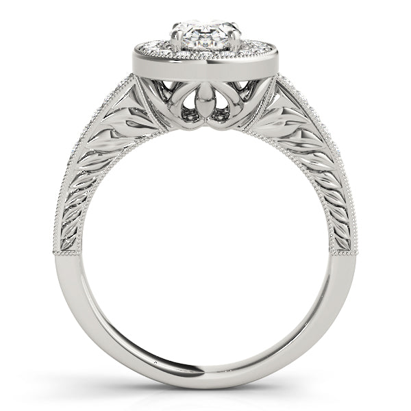 Sophisticated Halo Oval Diamond Engagement Ring — 9K/18K Gold & Platinum