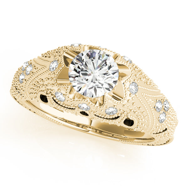 Eternal Antique Round Diamond Engagement Ring — 9K/18K Gold & Platinum