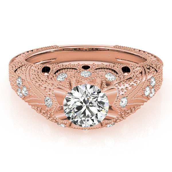 Eternal Antique Round Diamond Engagement Ring — 9K/18K Gold & Platinum