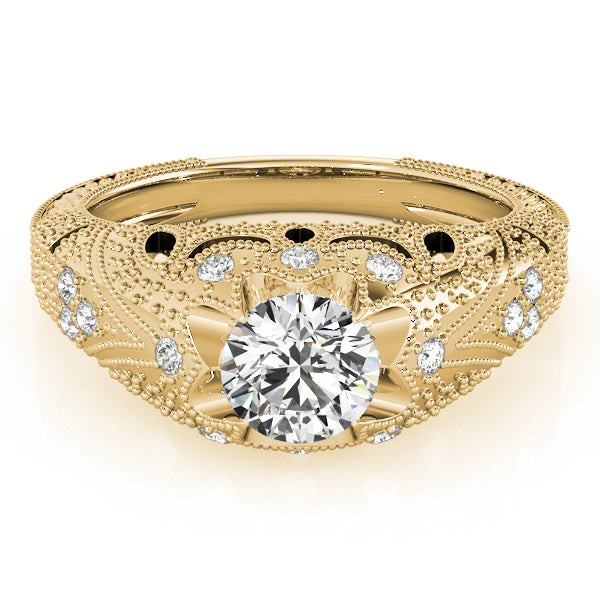 Eternal Antique Round Diamond Engagement Ring — 9K/18K Gold & Platinum