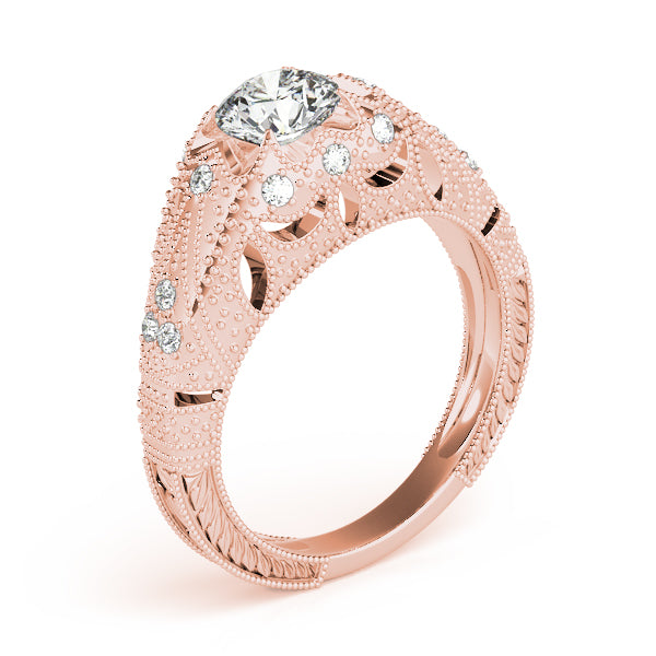 Eternal Antique Round Diamond Engagement Ring — 9K/18K Gold & Platinum
