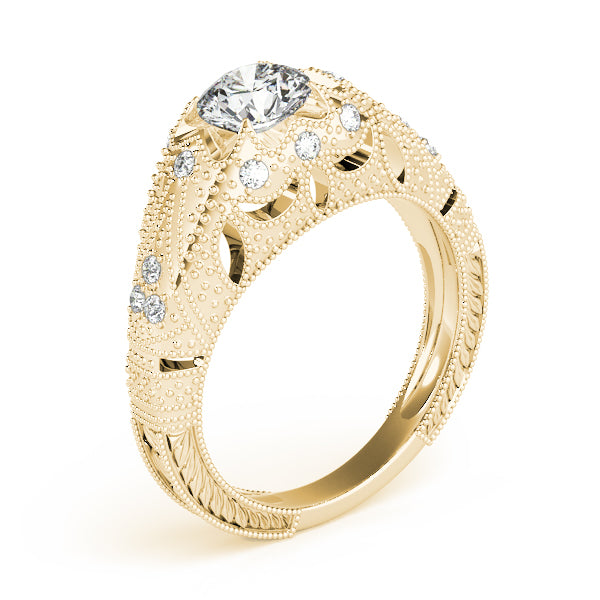 Eternal Antique Round Diamond Engagement Ring — 9K/18K Gold & Platinum