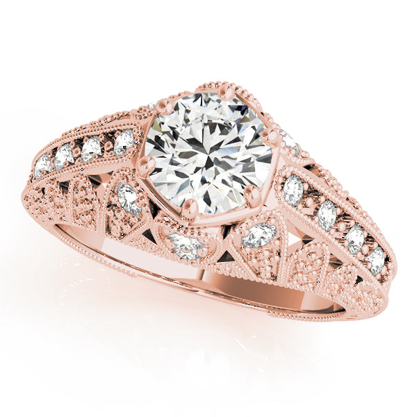 Radiant Antique Round Diamond Engagement Ring — 9K/18K Gold & Platinum