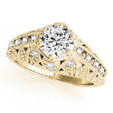 Radiant Antique Round Diamond Engagement Ring — 9K/18K Gold & Platinum