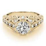 Radiant Antique Round Diamond Engagement Ring — 9K/18K Gold & Platinum