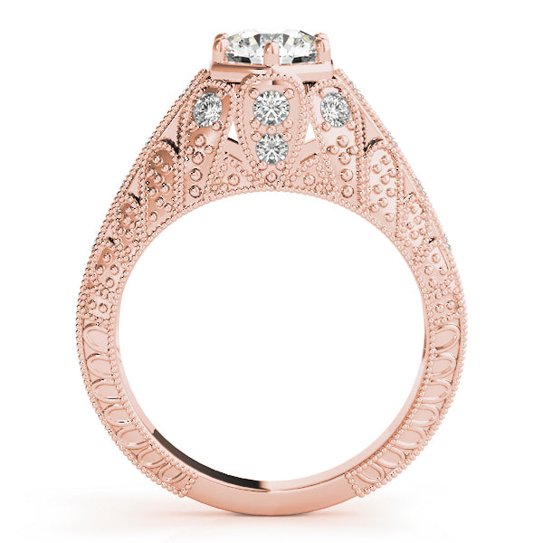 Radiant Antique Round Diamond Engagement Ring — 9K/18K Gold & Platinum
