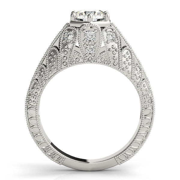 Radiant Antique Round Diamond Engagement Ring — 9K/18K Gold & Platinum