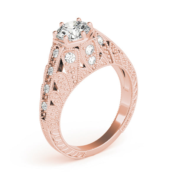 Radiant Antique Round Diamond Engagement Ring — 9K/18K Gold & Platinum