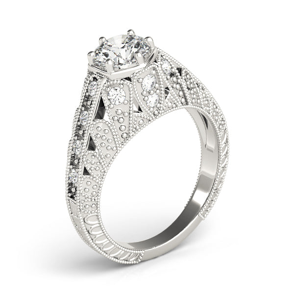 Radiant Antique Round Diamond Engagement Ring — 9K/18K Gold & Platinum