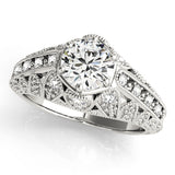 Radiant Antique Round Diamond Engagement Ring — 9K/18K Gold & Platinum