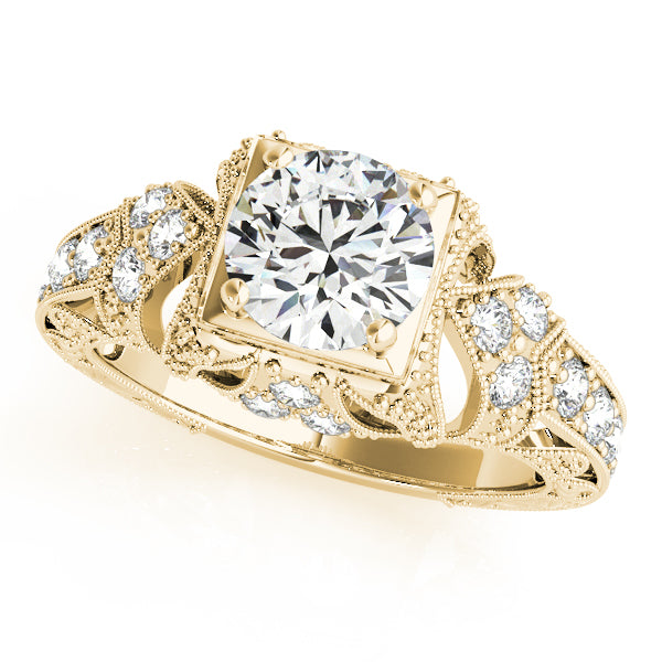 Brilliant Antique Round Diamond Engagement Ring — 9K/18K Gold & Platinum