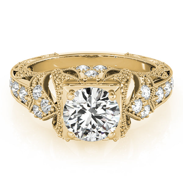 Brilliant Antique Round Diamond Engagement Ring — 9K/18K Gold & Platinum