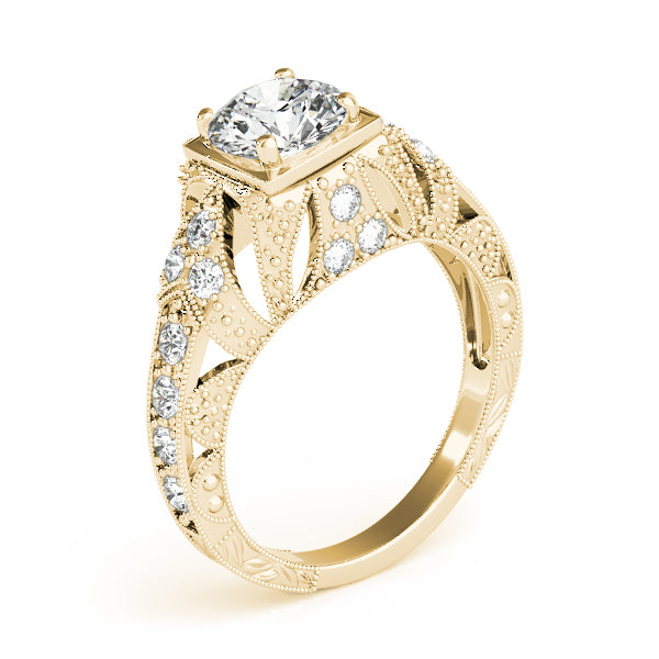 Brilliant Antique Round Diamond Engagement Ring — 9K/18K Gold & Platinum