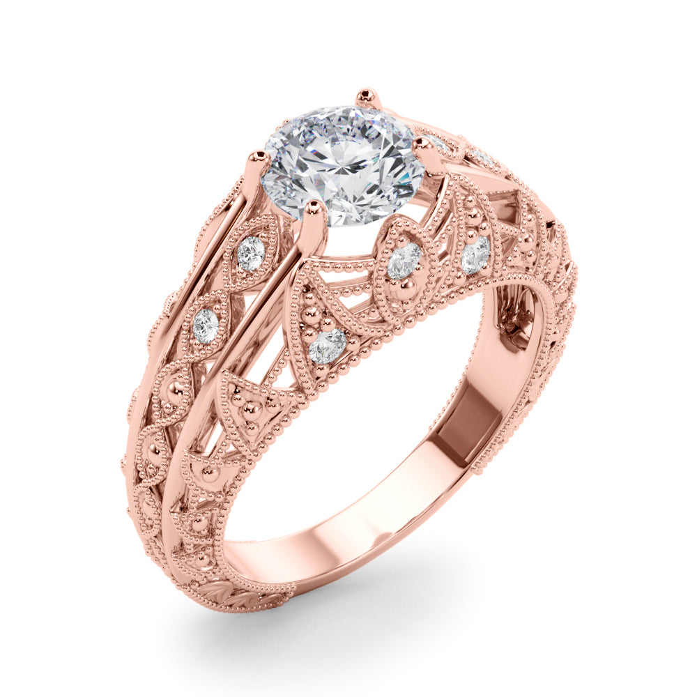 Majestic Antique Round Diamond Engagement Ring — 9K/18K Gold & Platinum