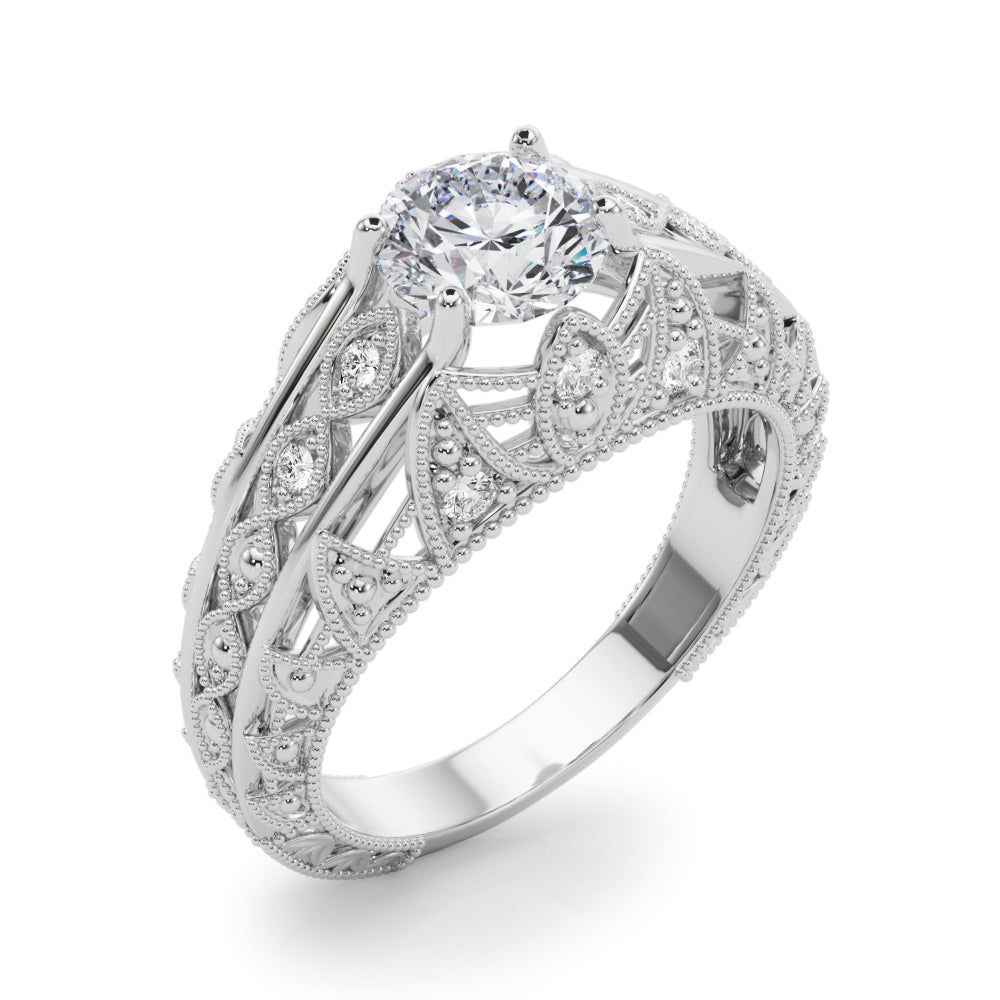 Majestic Antique Round Diamond Engagement Ring — 9K/18K Gold & Platinum