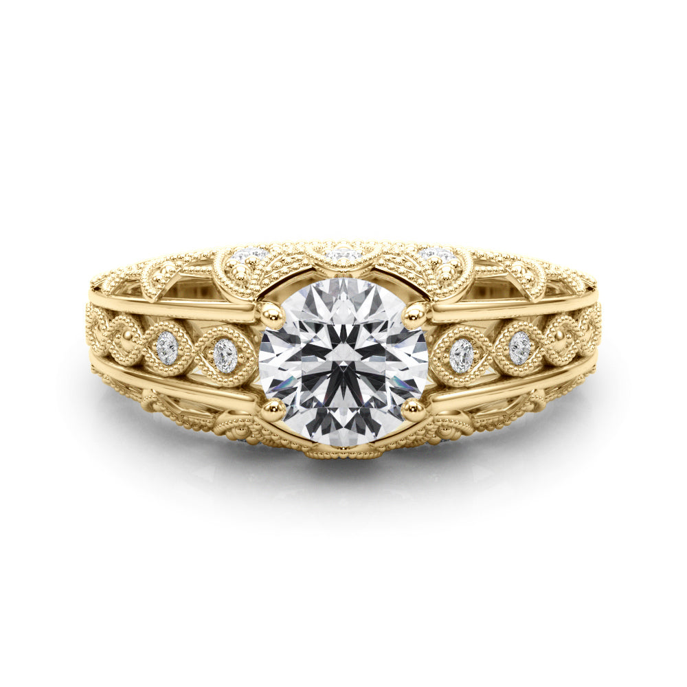 Majestic Antique Round Diamond Engagement Ring — 9K/18K Gold & Platinum
