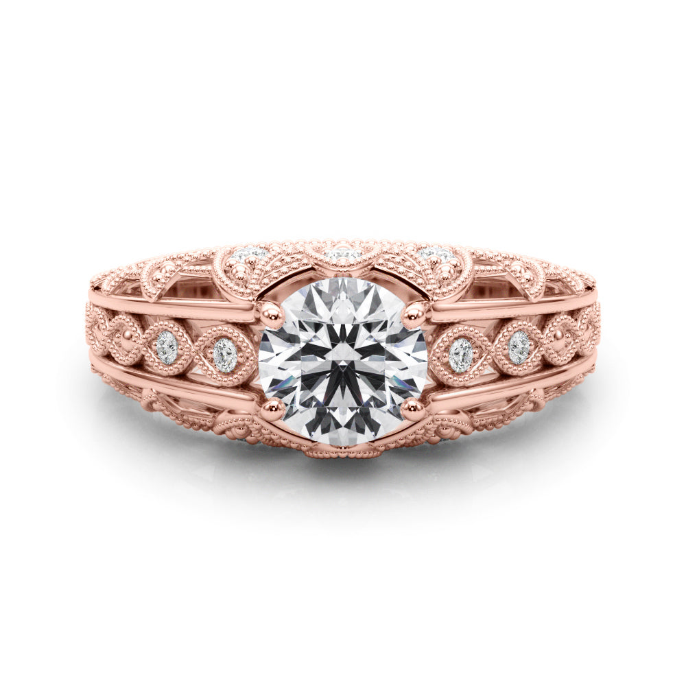 Majestic Antique Round Diamond Engagement Ring — 9K/18K Gold & Platinum