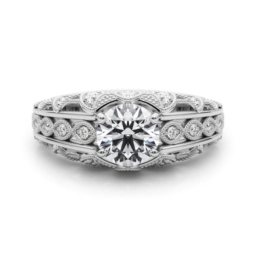 Majestic Antique Round Diamond Engagement Ring — 9K/18K Gold & Platinum