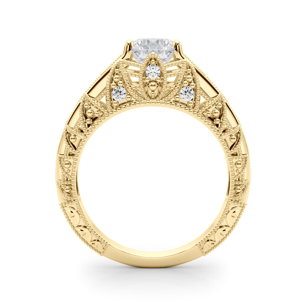 Majestic Antique Round Diamond Engagement Ring — 9K/18K Gold & Platinum