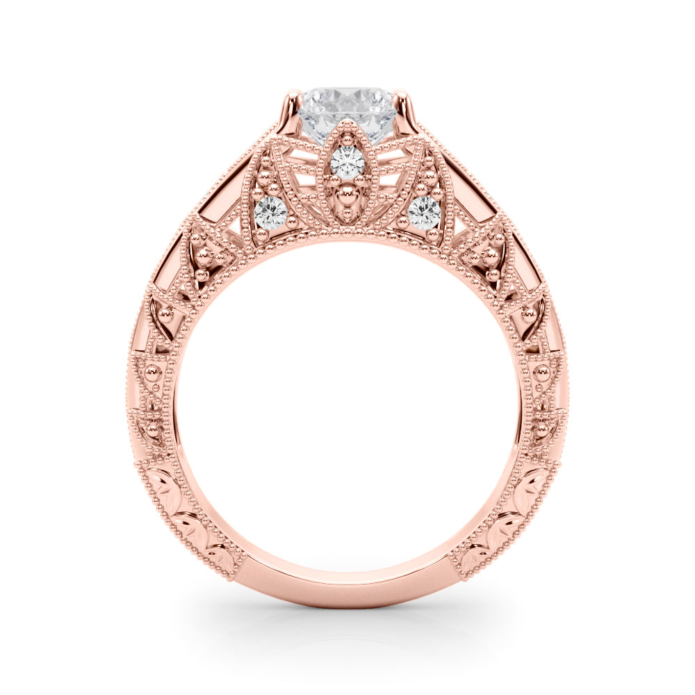 Majestic Antique Round Diamond Engagement Ring — 9K/18K Gold & Platinum