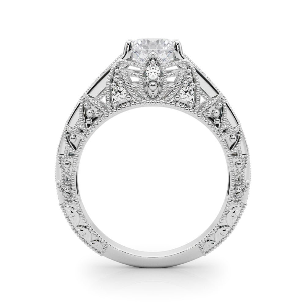 Majestic Antique Round Diamond Engagement Ring — 9K/18K Gold & Platinum