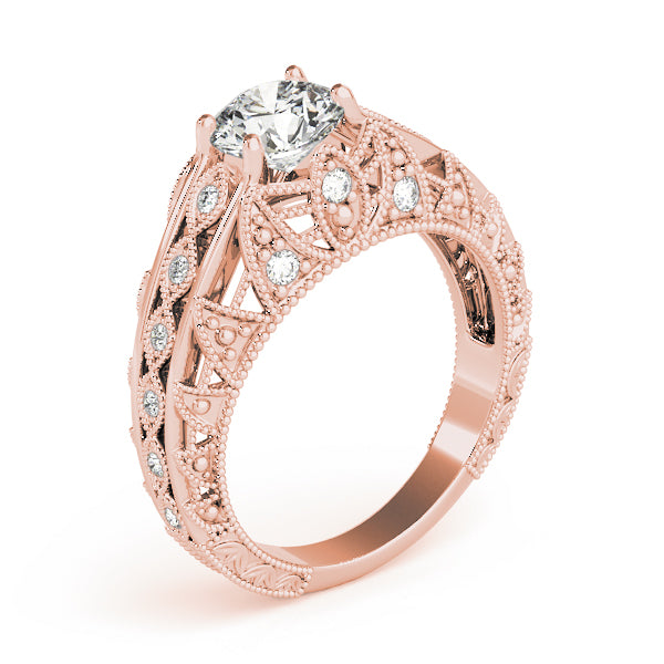 Majestic Antique Round Diamond Engagement Ring — 9K/18K Gold & Platinum