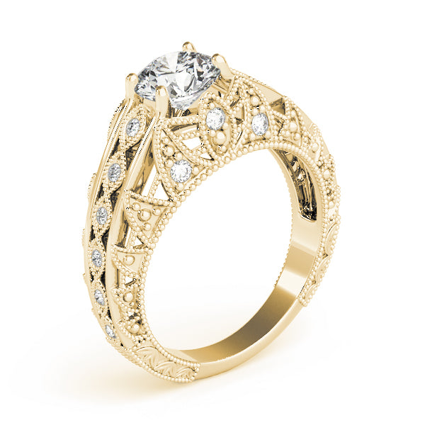 Majestic Antique Round Diamond Engagement Ring — 9K/18K Gold & Platinum