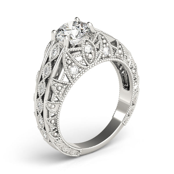 Majestic Antique Round Diamond Engagement Ring — 9K/18K Gold & Platinum