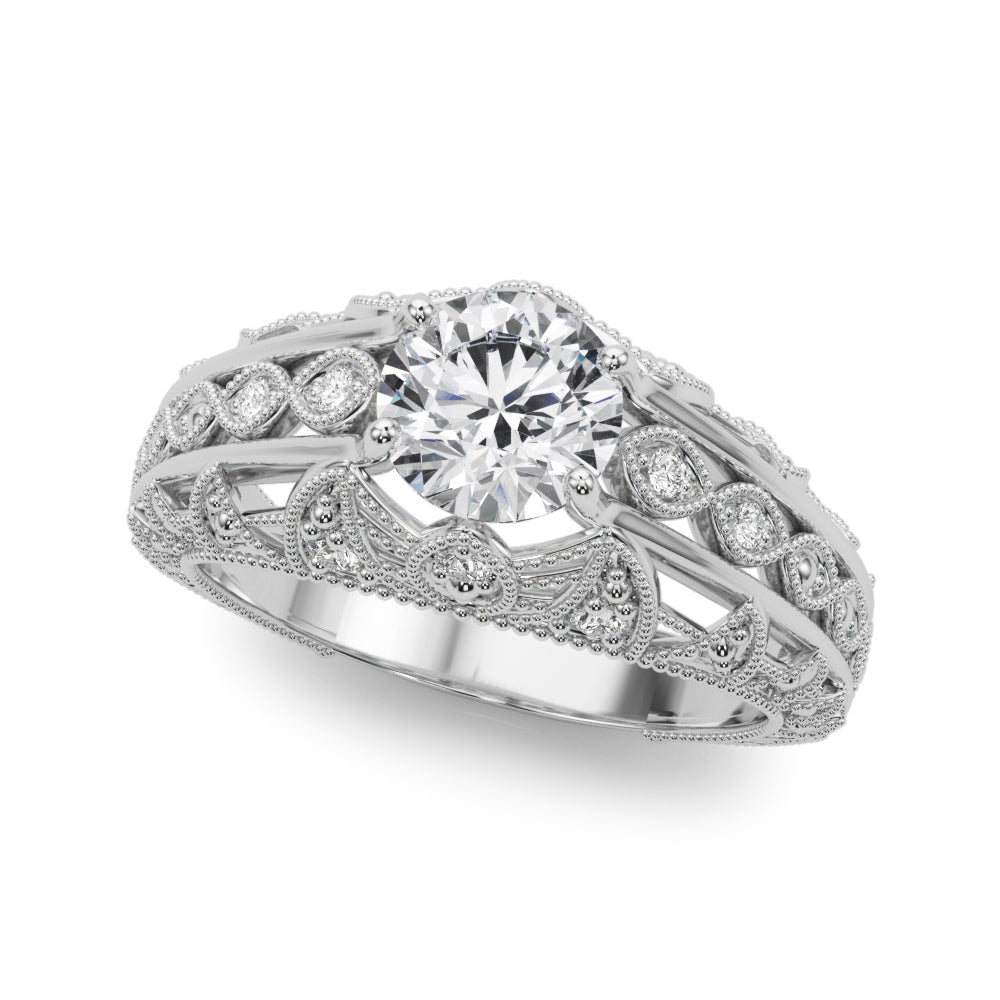 Majestic Antique Round Diamond Engagement Ring — 9K/18K Gold & Platinum