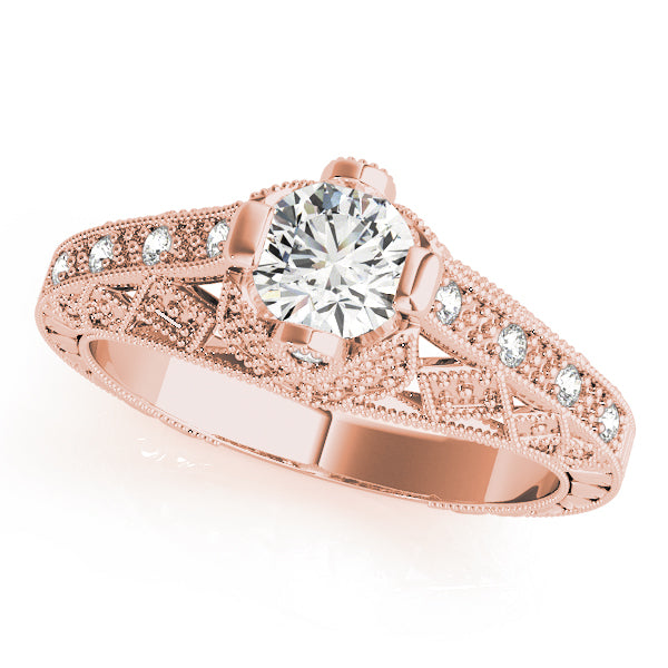 Sculpted Antique Round Diamond Engagement Ring — 9K/18K Gold & Platinum