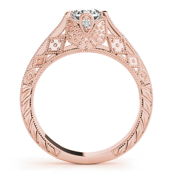 Sculpted Antique Round Diamond Engagement Ring — 9K/18K Gold & Platinum