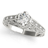 Sculpted Antique Round Diamond Engagement Ring — 9K/18K Gold & Platinum