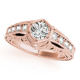 Couture Antique Round Diamond Engagement Ring — 9K/18K Gold & Platinum