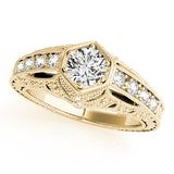 Couture Antique Round Diamond Engagement Ring — 9K/18K Gold & Platinum