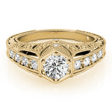 Couture Antique Round Diamond Engagement Ring — 9K/18K Gold & Platinum