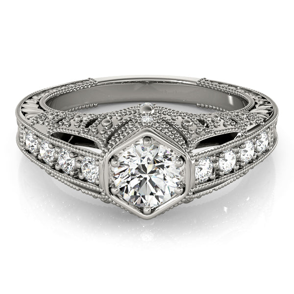 Couture Antique Round Diamond Engagement Ring — 9K/18K Gold & Platinum