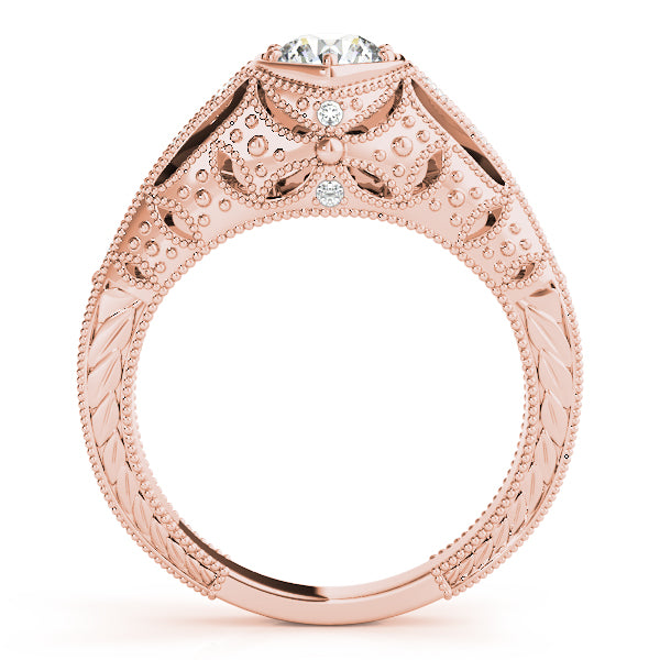 Couture Antique Round Diamond Engagement Ring — 9K/18K Gold & Platinum