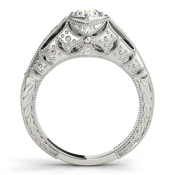 Couture Antique Round Diamond Engagement Ring — 9K/18K Gold & Platinum