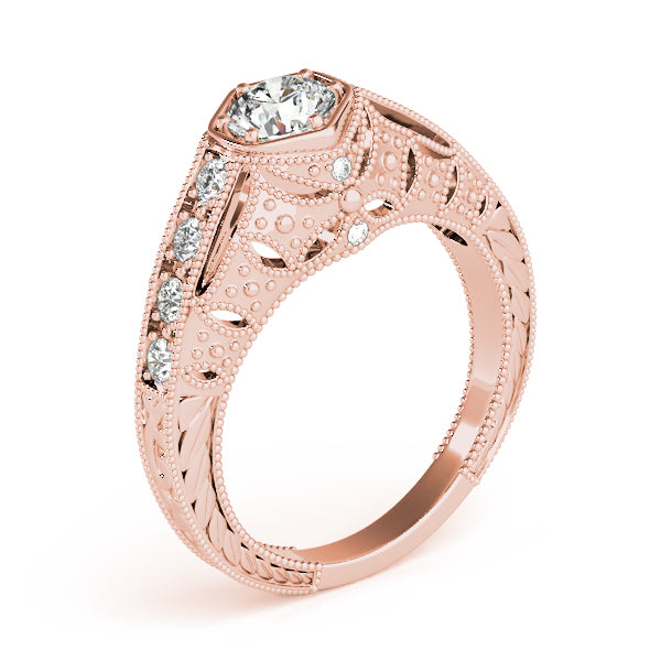 Couture Antique Round Diamond Engagement Ring — 9K/18K Gold & Platinum