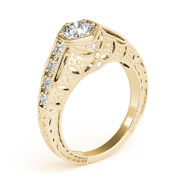 Couture Antique Round Diamond Engagement Ring — 9K/18K Gold & Platinum