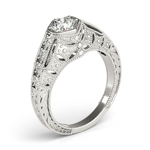 Couture Antique Round Diamond Engagement Ring — 9K/18K Gold & Platinum