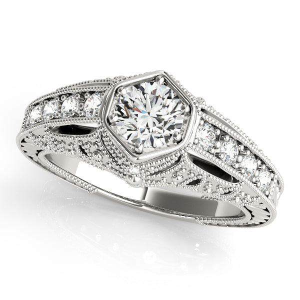 Couture Antique Round Diamond Engagement Ring — 9K/18K Gold & Platinum