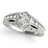 Couture Antique Round Diamond Engagement Ring — 9K/18K Gold & Platinum