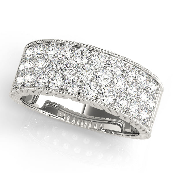 Multi Row Pavã© Milgrain Engagement Rings Half Eternity Ring